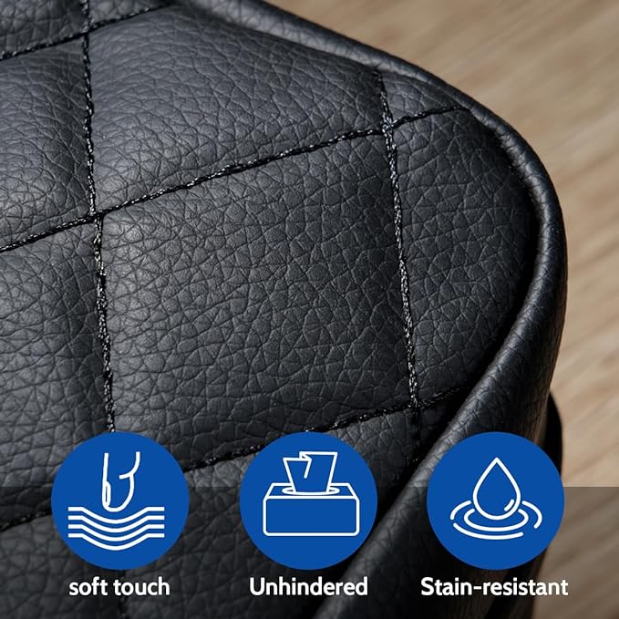 Car Tissue Holder - Standard Pu Leather Napkin Holder for Backseat, Extra Large Organization Fits 120-230 Tissues Per Box, 9.84'' X 4.72'' X 5.91'', Black