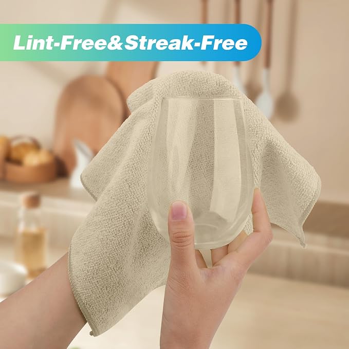 HOMEXCEL Brown Microfiber Cleaning Cloth, 24 Pack Absorbent Cleaning Rags, Lint-Free, Streak-Free Cleaning Towels for Car Kitchen House, 12"X11"