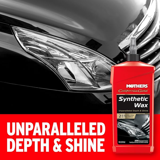 Mothers California Gold Synthetic Wax, 16 oz. (05716) | Long-Lasting Protection, Micro-Encapsulated Polymers, Polishes, Enhances Depth, Gloss & Shine, Easy-to-apply 2 in 1 Formula