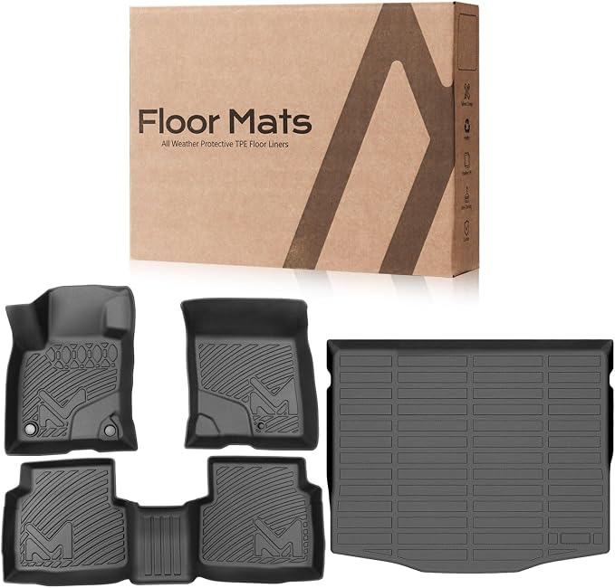 TPE Automotive Floor Mats & Cargo Liner Custom for Ford Escape 2020-2025 (NOT Fit Hybrid), All Weather Cover Protection Waterproof Black Floor Liner Front & Rear Row Full Set Car Mats, 4PCS