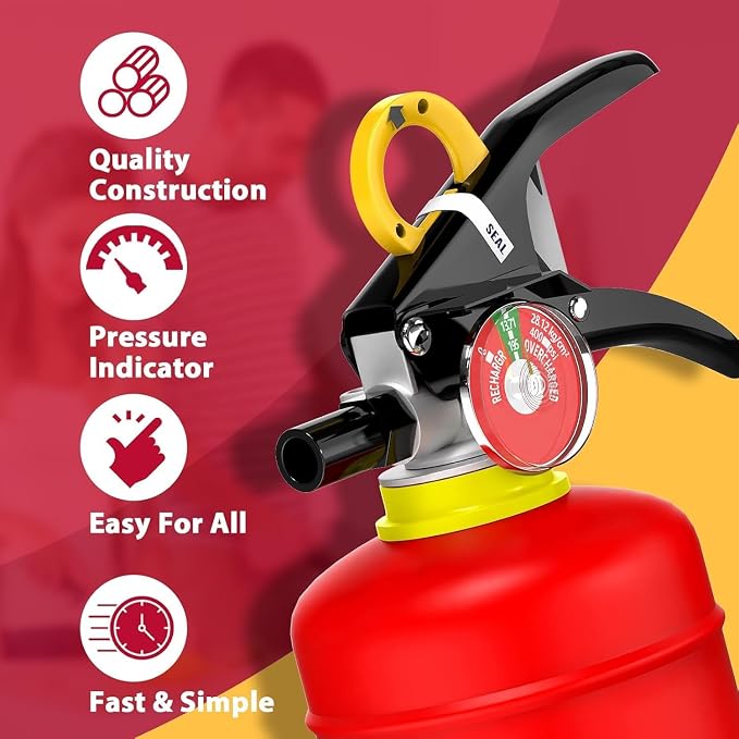 Ougist Pro Fire Extinguisher for Home, 1-A:10-B:C, Dry Chemical, 4 Pack | 2.5 Lb Dry Chemical Set for Small Household, Kitchen and Garage Fires with Quick-Release Handles for Easier Use