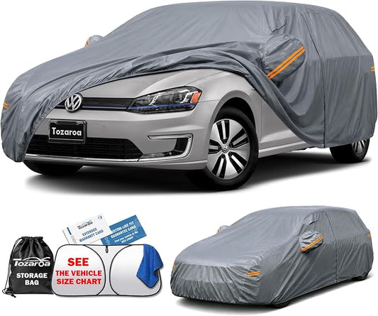 Hatchback Cover Waterproof All-Weather,Outdoor Full Exterior Car Covers Custom Fit for VW Golf,Honda,Ford Focus,Toyota Yaris,Chevrolet Bolt,Ioniq,Clubman,Suzuki SX4 etc Size H1(See Size Chart)