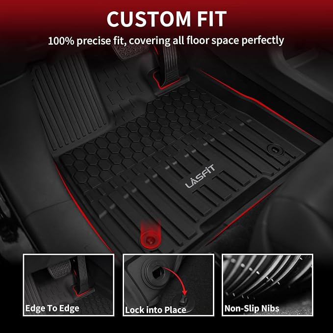 LASFIT Floor Mats for Toyota Sienna 7 seats 2021-2026 (Only for 7 Seat & Not Fit 2025 2026 Platinum Edition) All Weather TPE Custom Fit Floor Liner for Toyota 7 passenger Front and Rear Car Mat, Black