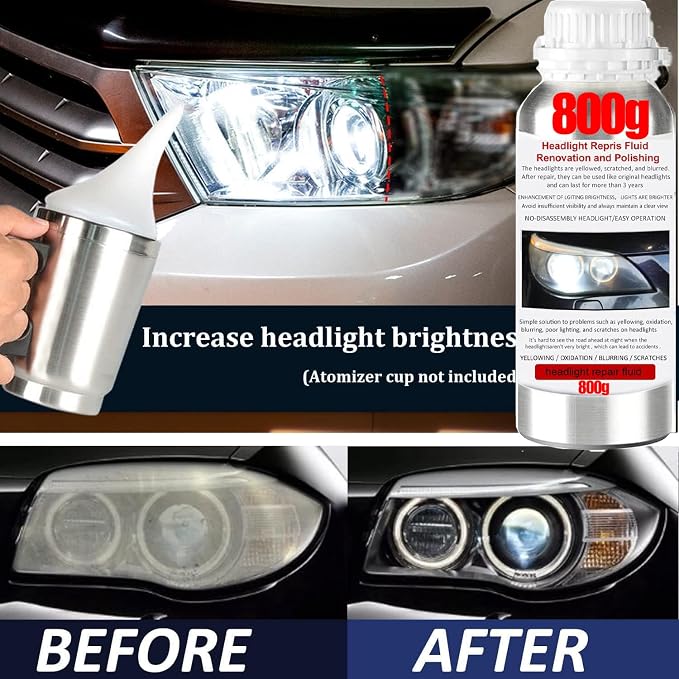 VCTSELITY 800g Headlight Restoration Liquid | Headlight Polishing Repair Fluid, Headlight Polish Restoration, Remove Yellowing/Scratch/Haze/Oxidation/Vague