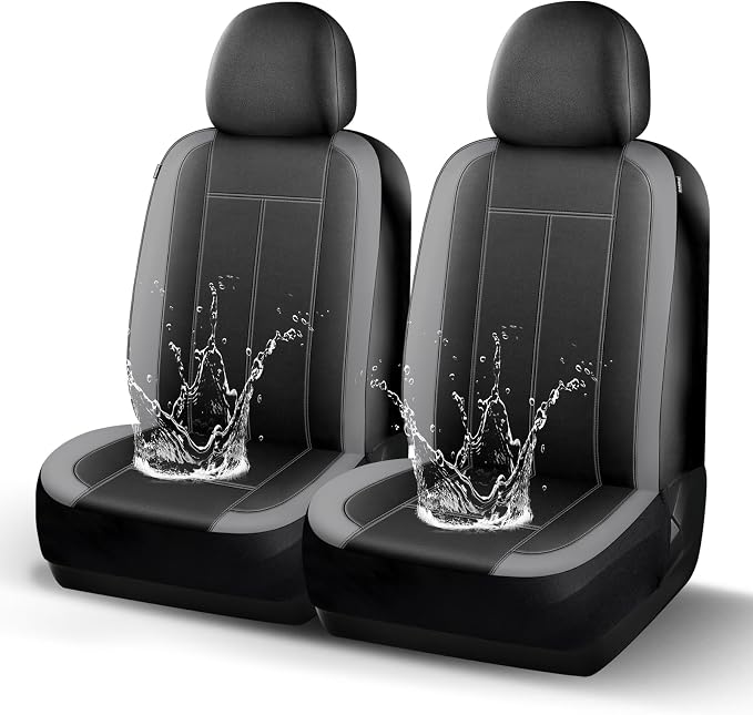 HChengkikz 2 Pack Front Neoprene Car Seat Covers | Waterproof Comfortable Seat Protectors, Airbag Compatible Universal Fit for Sedans, SUVs, Trucks, Vans