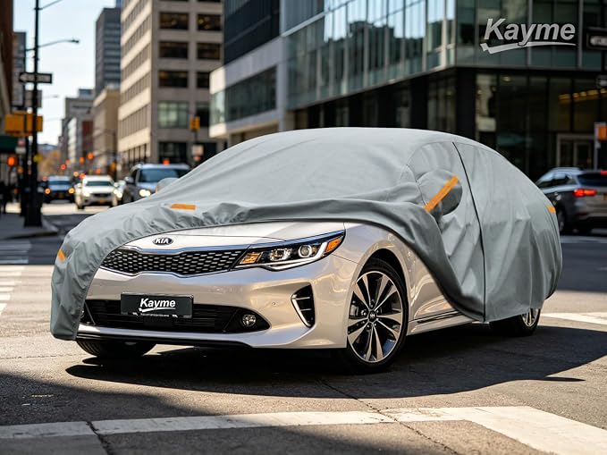 Kayme Heavy Duty Car Cover Custom Fit Kia Optima Kia K5 (2000-2026), Waterproof All Weather for Automobiles, Full Exterior Covers Sun Rain UV Protection.