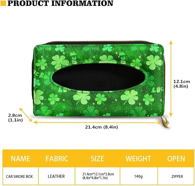 Four Leaves Print Car Sun Visor Napkin Holder U Leather Backseat Visor Tissue Holder Visor Backseat Tissue Case Accessories
