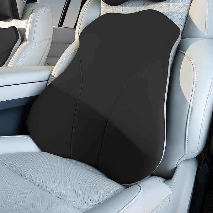 BABUR Lumbar Support Pillow for Car, Back Cushion Support for Driving Seat | Ergonomic 100% Memory Foam, Back Pain Relief, Comfort Lower Back Support for Office Chairs, Car Seat, Wheelchair