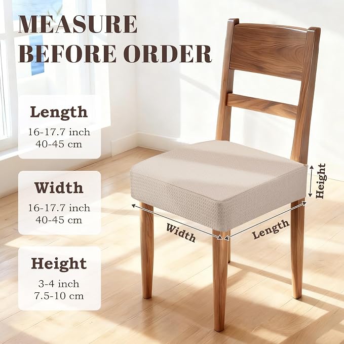 Songrey Waterproof Chair Covers for Dining Chairs, Set of 2, Taupe | No Rear Seat Covers for Dining Room , Chair Protector Slipcover, Stretch Removable Washable