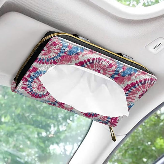 Visor Automotive Tissue Holder Tie Dye Pattern Car Sun Visor Tissue Box for Back Seat Car Interior Accessories