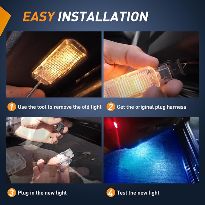 Nilight 2PCS LED Interior Door Panel Light Courtesy Warning Lights Blue Beam Plug and Play Compatible with Audi A3 A4 A5 A6 A7 S3 S4 S5 S6 S7 Q5 Q7 TT OEM Replacement CANbus Error Free