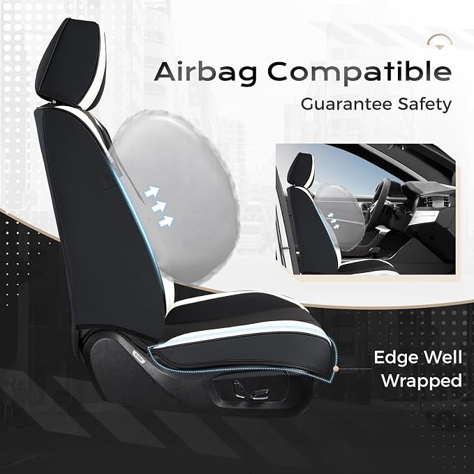 Coverado Car Seat Covers, Seat Covers for Cars, Waterproof Leather Auto Seat Protectors, Leather Car Seat Cushion, Car Interiors Accessories Universal Fit for Most Cars