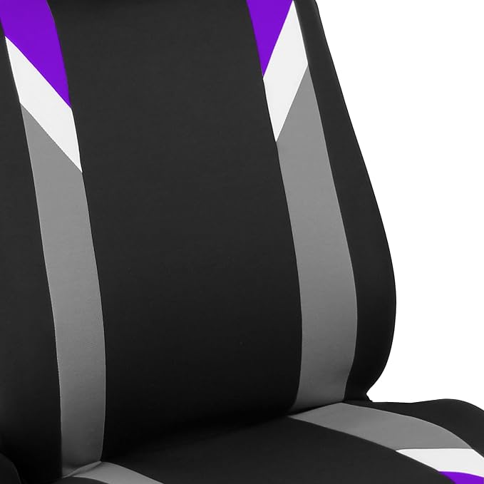 FH Group Front Set Cloth Car Seat Covers for Low Back Car Seats with Removable Headrest, Universal Fit, Airbag Compatible Seat Cover for SUV, Sedan, Van, Purple