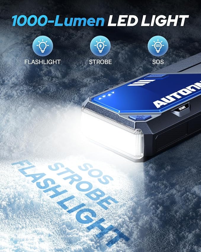 AUTOONE 10000A Car Jump Starter 24000mAh Car Battery Jumper Starter Portable 12V (All Gas/All Diesel) 168W DC Jump Box for Car Battery with Built-in Booster, Type-C Fast Charge Jump Pack
