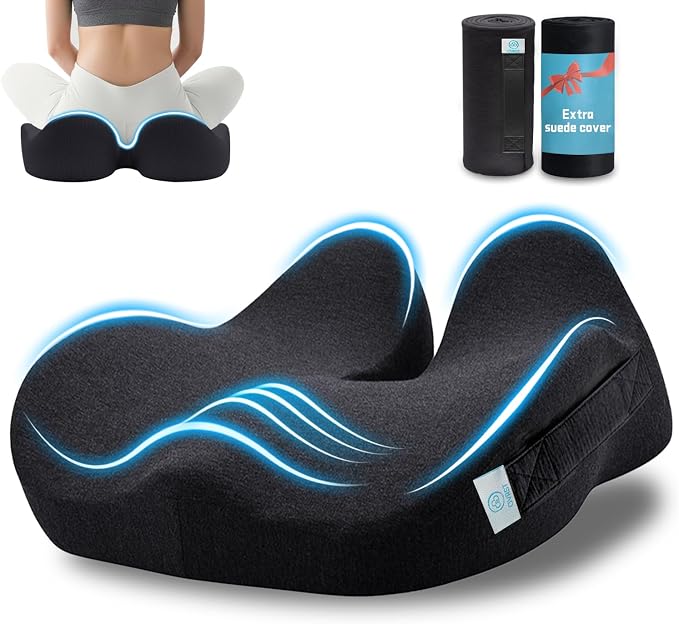 Seat Cushion,Ergonomic Chair Cushions for Sit Bone Tailbone Pain Relief,Sciatica & Back Support,Memory Foam Butt Pillow for Office,Car,Home,Gaming,Wheelchair