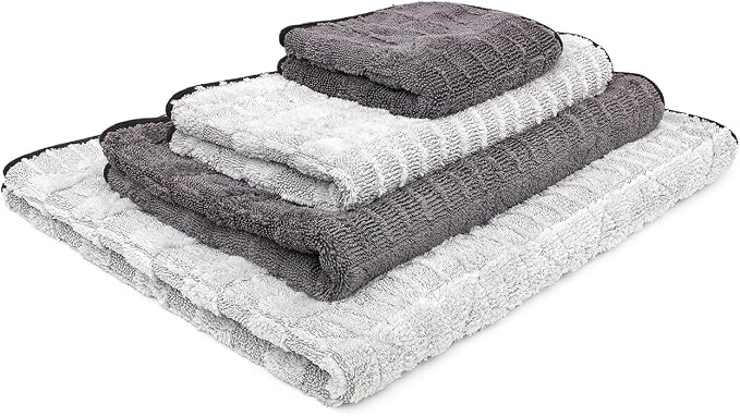 The Rag Company Gauntlet Car Drying Towel, Ultra-Absorbent 70/30 Blend Korean Microfiber, Dries Vehicles Faster Without Scratching, 900 GSM, 20x30 Inches, Ice Grey/Grey, 1-Pack