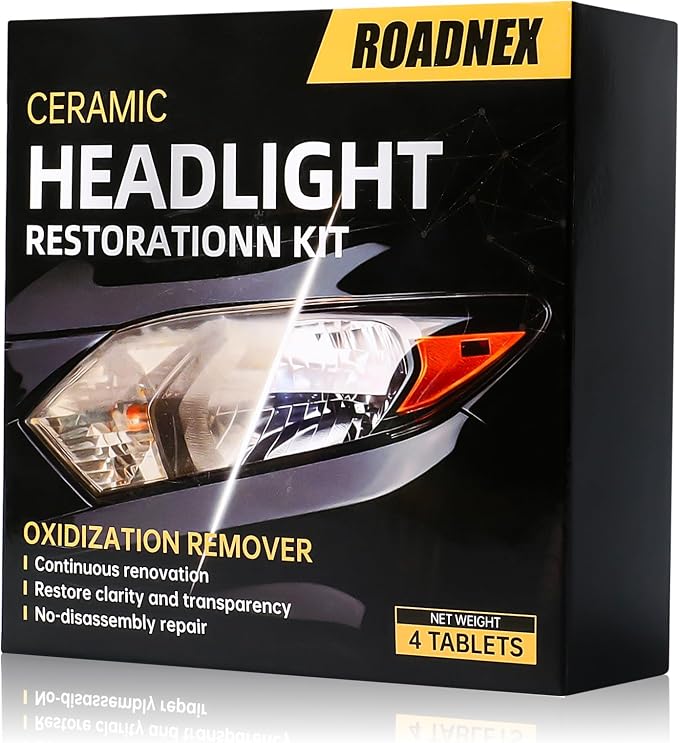 Headlight Restoration Kit, Ceramic Headlight Cleaner and Restorer Kit 2-Step Wipes, Removes Yellowing, Oxidation & Cloudiness, Restores Clarity Brings Headlights Back to Like New Condition,（2 Pack）