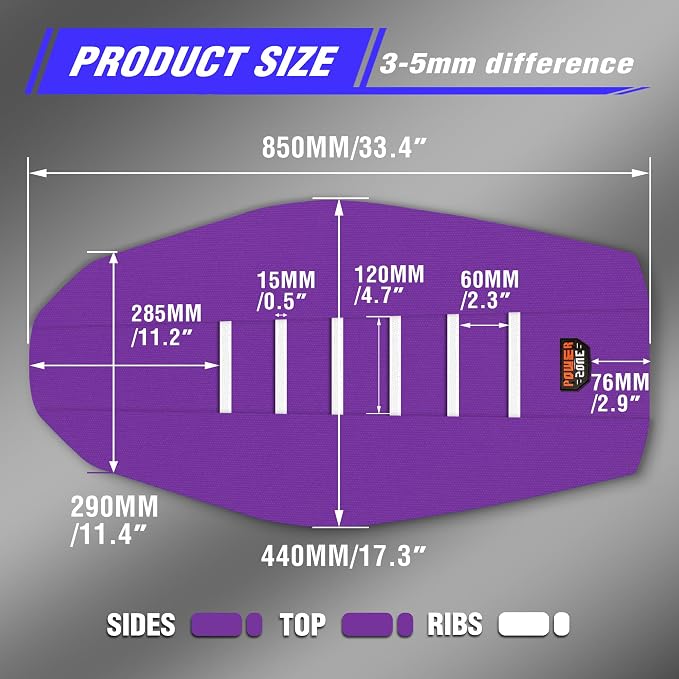 Dirt Bike Seat Cover - White Stripe Universial Seat Cover for Dirt Bike - Motorcycle Motorcross Enduro Seat Covers (Purple)