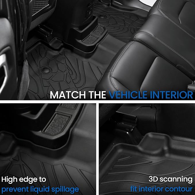 Floor Mats Set for Jeep Wrangler JL 2018-2025 2026 Unlimited 4-Door (Not fit JK/4XE/2-Door), All Weather TPE Backrest Mat Trunk Mat Cargo Liner Door Sill Guards Accessories