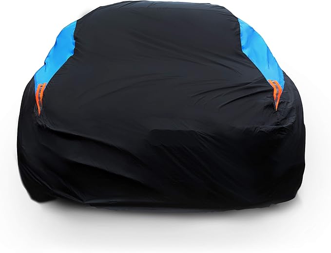 MORNYRAY Waterproof Car Cover All Weather Snowproof UV Protection Windproof Outdoor Full Coupe/Cabrio Car Cover, Universal Fit for (Fit Coupe/Cabrio Length 218-227 inch, Blue)