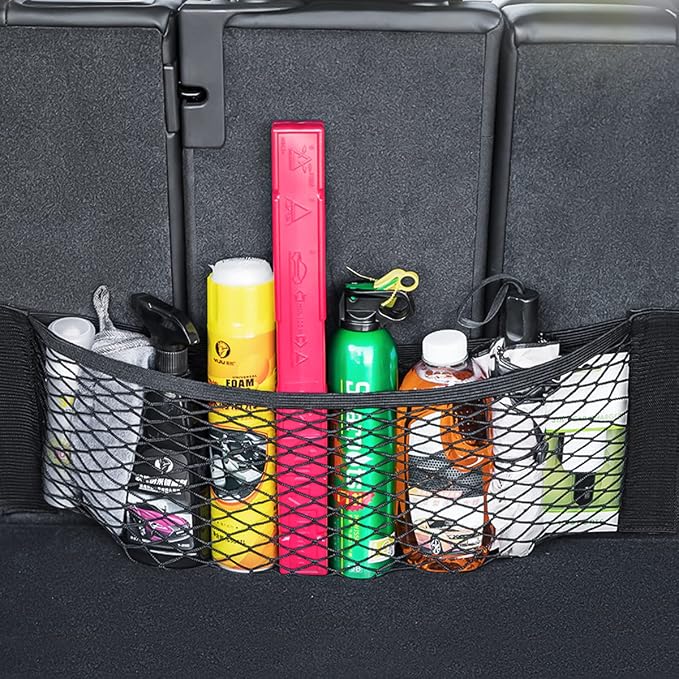 Mesh Cargo Net for Car, Universal Stretchable Trunk Storage Net Wall Sticker Organizer Elastic Pouch Bag for Cars, SUV, Home, Auto Interior Accessories (Large)