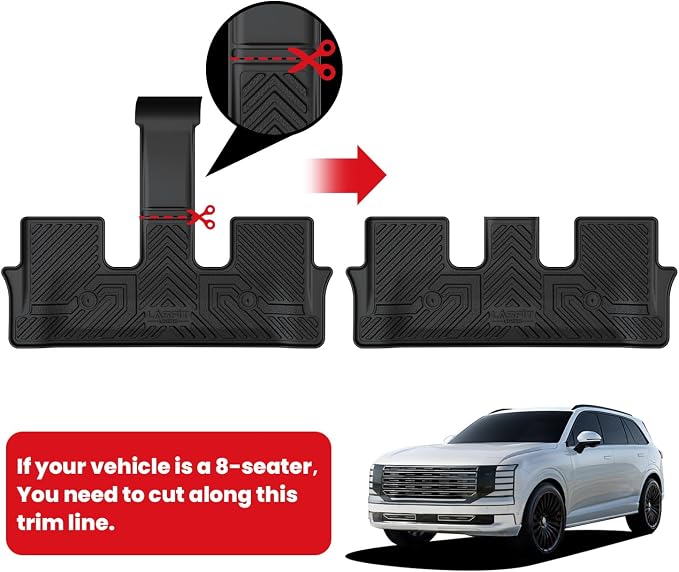 LASFIT Floor Mats & Backrest Mats & Cargo Mat for Hyundai Palisade 7/8 Seats 2026 (Only Fit Gas, Not Fit Hybrid), All Weather TPE Custom Fit Car Mats Floor Liners, Full Set Mats Accessories, Black