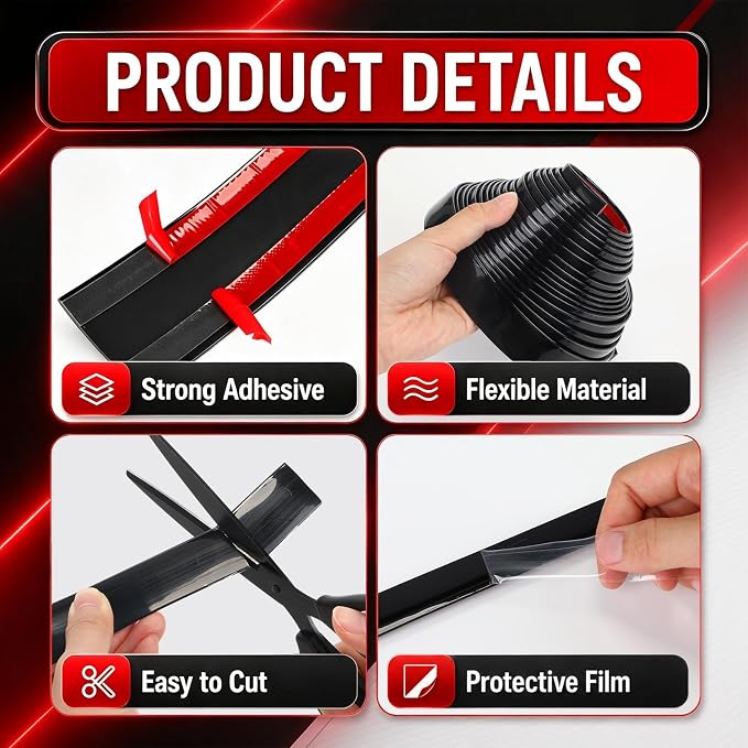 Pangda Glossy Black Body Side Molding Trim 1 Inch Wide Universal Car Bumper Door Edge Protector 20 Feet Self Adhesive Automotive Guard for Trucks Suvs Marine Crafts and DIY Home Furniture
