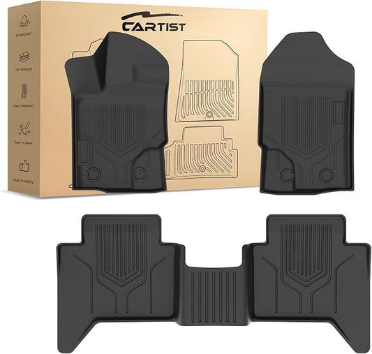 Cartist Floor Mats Fits for Ford Ranger 2019 2020 2021 2022 2023 Accessories All Weather Floor Mat for Ranger Super Crew Floor Liner Heavy Duty Black