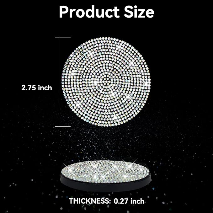SINGARO Bling Cup Holder Coasters for Car, 4PCS Universal Non-Slip Cup Holder, Embedded Decorative Coasters, Shiny Crystal Car Interior Accessories Gifts for Women (AB-Color)