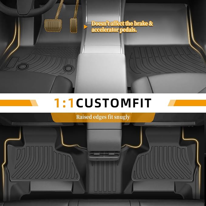 Floor Mats for Chevy Suburban 2015-2020,for GMC Yukon XL(with2nd Row Bench) | 7 seats, 1st & 2nd & 3rd Row &Cargo Mat, TPE Non-Slip Waterproof Summer Winter Chevrolet Suburban Car Accessories