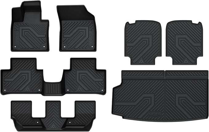 LASFIT Floor Mats for Volvo XC90 2016-2026 T8 7-Seats Only, with Cargo Mat | Not Fit Gas, All Weather Premium TPE Liners, Refined Interior Protection, 1st 2nd 3rd Row Car Mats, Trunk Mat & Backrest Mat