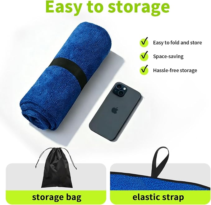Leader Accessories Waterproof Towel Car Seat Cover, Front Bucket Seat, Blue | Universal Non-Slip, Fits Car Truck SUV, Machine Washable, For Dog & Kid, Pets, Yoga, Gym, Beach, Swimming, Outdoor Sports