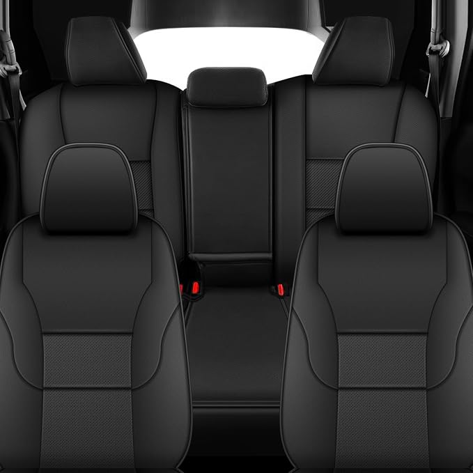 AOMSAZTO Custom Fit Seat Cover for Honda HRV 2016-2018 EX EX-L&2016-2022 LX | Full Set Faux Leather HR-V Car Seat Protector Black
