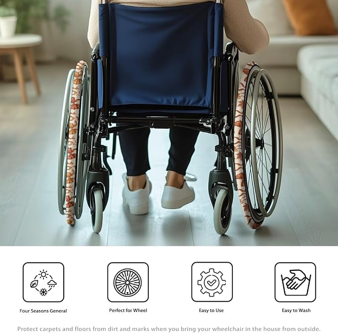 Abstract Tie Dye Wheelchair Wheel Covers Fall Maple Bow | Thanksgiving Day, 2 Pack Wheelchair Tyre Covers Neoprene Wheel Cover for Transport Wheelchair Wheels, 24 Inch