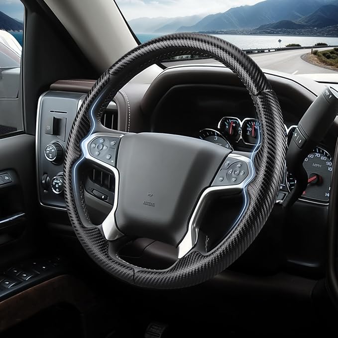 Steering Wheel Cover for Chevy Silverado 1500 2014-2018/2500 2500HD 3500 3500HD 2015-2019/ 4500HD 5500HD 6500HD 2019-2024/ Suburban Tahoe 2015-2020/ Traverse 2018-2023 Chevrolet