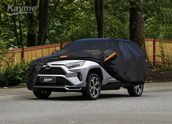 Kayme 7 Layers SUV Car Cover Custom Fit for Toyota RAV4 (2006-2025), Waterproof All Weather for Automobiles,Rain Sun UV Protection.Black