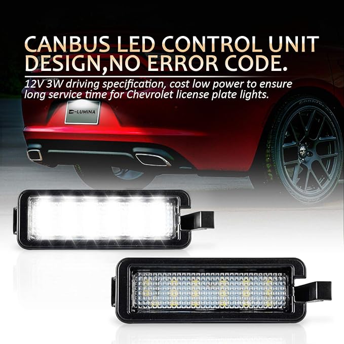 D-Lumina LED License Plate Light Tag Lamp Assembly Compatible with 2015-2023 Dodge Charger Challenger Chrysler 300 Pacifica and Compass, Powered by 18-SMD Xenon White LED 6500K 1-Pieces