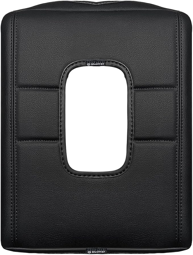 Muslogy Center Console Armrest Cover Fit for Chevy Silverado & GMC Sierra 1500 2500 3500HD 2014-2018 Accessories, Comfort Armrest Pad Console Lid Cushion Vegan Leather Regular Thick(Split Bench Seat)