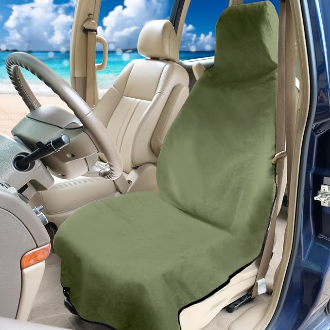Waterproof Seat Cover Towel, 2PCS Premium Sweat Carseat Protector, Perfect for Universal Anti-Slip Car Truck SUV Seat, Great for Surfing Yoga Gym Workout, Green