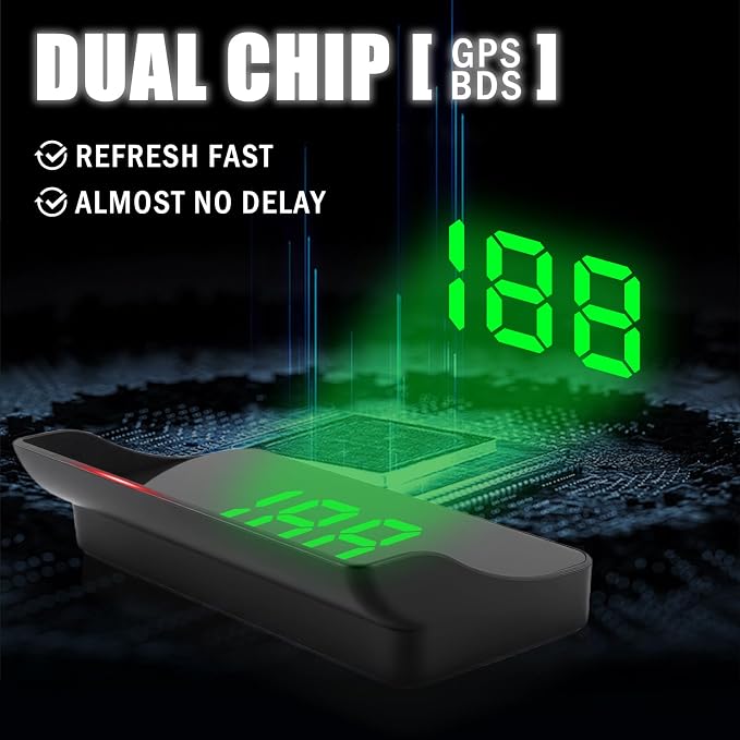 GPS Heads up Display for Cars with HD Large Font,USB Plug & Play Digital Speedometer for Car with Adjustable Brightness,Universal Car HUD Head up Display for Speed Displays