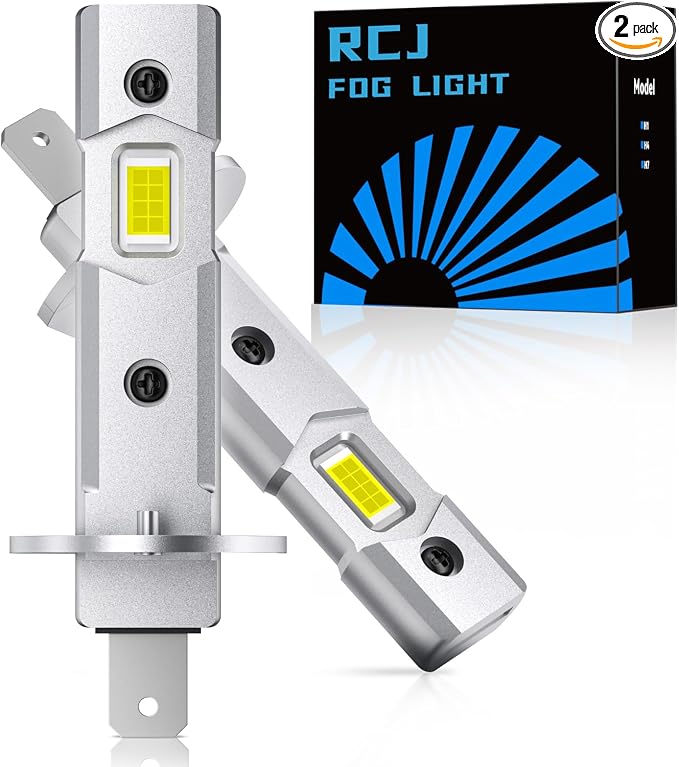 RCJ H1 Bulbs, 1:1 Mini Size H1 Fog Light Bulbs, 16000LM 600% Brighter 6000K Cool White, Plug and Play No Adapter Required, Pack of 2