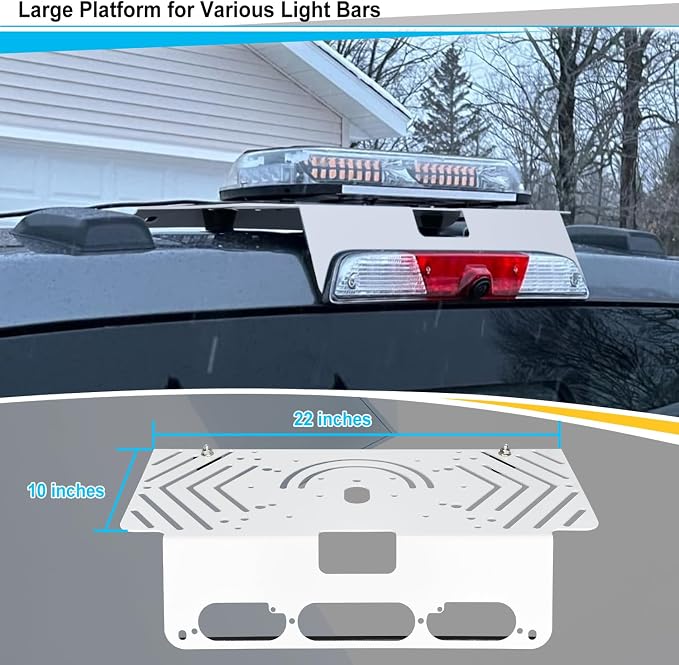 TOPOWN White Metal Drill-Free Light Bar Cab Mount for Ford F-150 (2015+) for Ford F-250-F-550 (2017+),Fit for Magnetic Light Bar and Magnetic Antenna, Support Bolt-on Mounting, Metal Light Bar Mount
