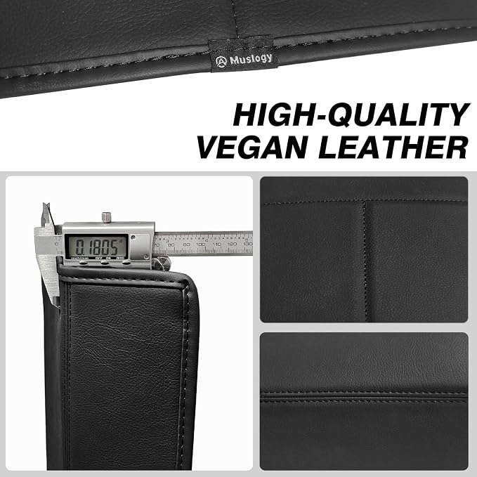 Muslogy Center Console Armrest Cover Fit for Ford F150 2015-2020 &F250 F350 F450 2017-2022 & Expedition 2018-2024 Accessories, Armrest Pad Console Lid Cushion Vegan Leather Regular Thick (Bucket Seat)