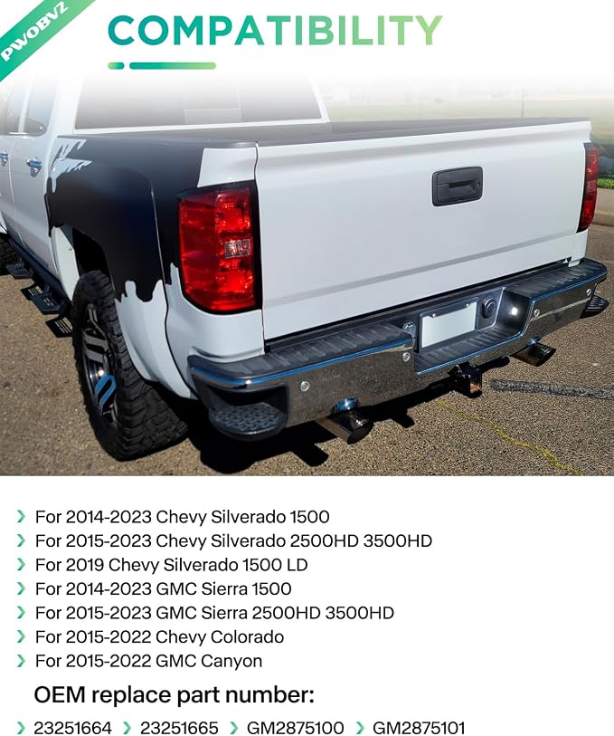 LED License Plate Light for 2014-2023 Chevy Silverado GMC Sierra 1500 | 2500HD 3500HD, 2015-2021 Colorado Canyon Pickup Tag Lamp Assembly 6000K White, Pack of 2