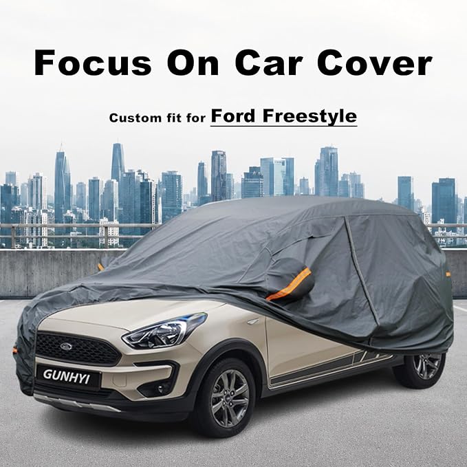 GUNHYI Premium Car Cover Custom Fit Ford Freestyle, 16 Layers Heavy Duty Car Cover Waterproof All Weather with Zipper Door for Sun Rain Snow Dust Uv Protection