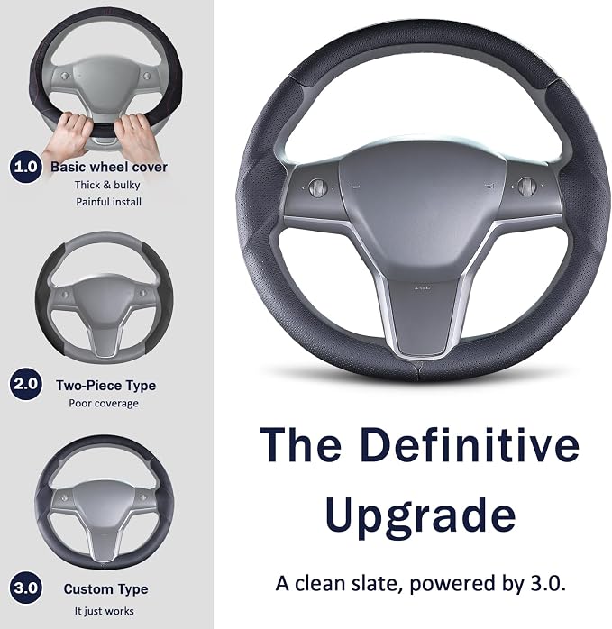 Steering Wheel Cover for Tesla Model 3(2017-2023) Model Y(2020-2024), Steering Wheel Accessories for Tesla Model 3/ Y