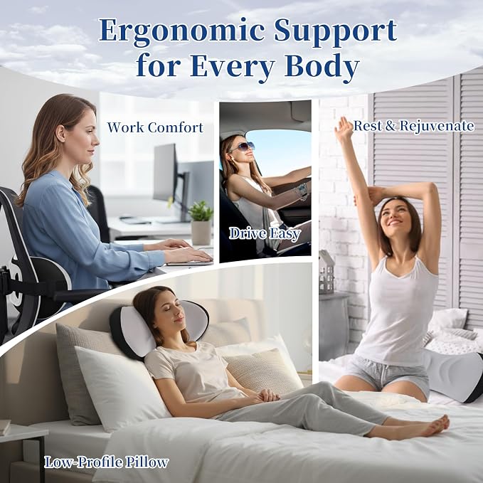 Ergonomic Lumbar Support Pillow for Office Chair, Car Seat | Memory Foam Lumbar Pillow Provides Back Support and Lower Back Comfort for Work, Driving, and Everyday Sitting