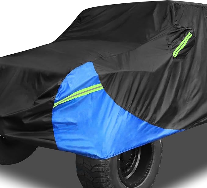 X AUTOHAUX for Jeep Wrangler Cover 2 Door Waterproof SUV Covers for Jeep Wrangler Unlimited Sport/Sahara/Rubicon JK JL TJ YJ All Weather Protection Outdoor Black Blue | for Jeep Wrangler Unlimited Sport Sahara Rubicon JK JL TJ YJ, All Weather Protectio...