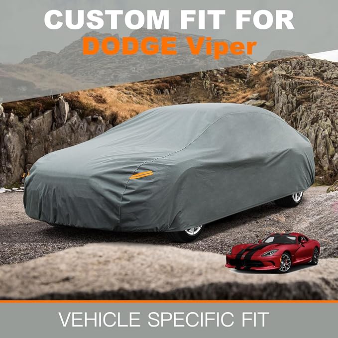 Kayme Heavy Duty Car Cover Custom Fit Dodge Chrysler Viper (1992-2002) Waterproof All Weather for Automobiles, Full Exterior Covers Sun Rain UV Protection.（Deliver About 3-10 Days）
