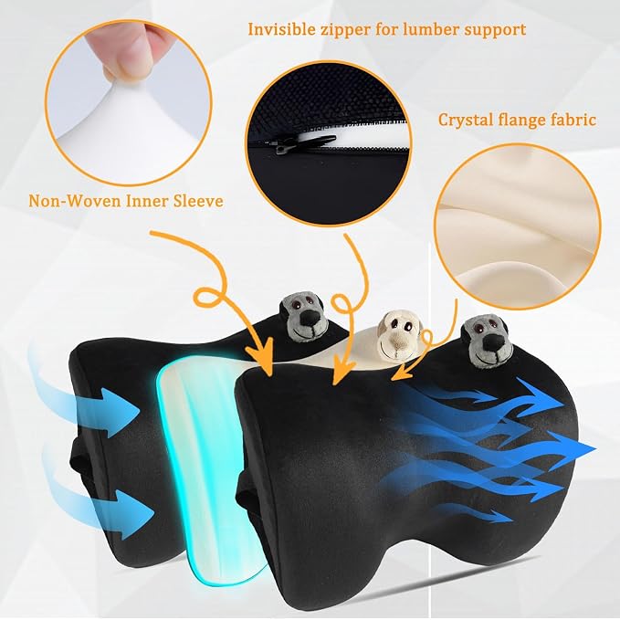 1Pcs Black Car Headrest Memory Foam Neck Pillow 11.8 X 7.8” Soft and Comfortable Seat Head Pillow Cushion Features Adjustable Straps for Most Sedans, SUVs, Home, and Office Settings